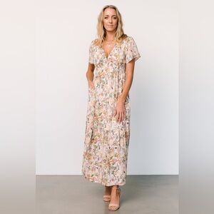 Baltic Born women medium 8 10 dress maxi ivory Floral V-Neck Cassie pockets